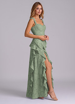 Azazie Sloane Bridesmaid Dresses Agave A-Line Sweetheart Neckline Floral Burnout Dress image5