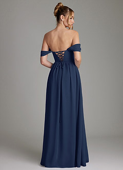 Azazie Caterina Bridesmaid Dresses Dark Navy A-Line Corset Chiffon Dress image10