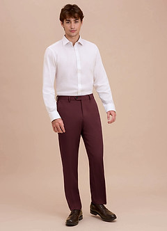 front Ethan Cabernet Refined Weave Dress Pants