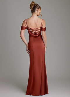 Azazie Nira Bridesmaid Dresses Terracotta Mermaid Corset Stretch Satin Dress image8