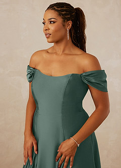 Christian Siriano Bridal for Azazie 1002 Bridesmaid Dresses Sea Moss A-Line Off the Shoulder Stretch Satin Convertible Dress image14