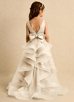 Azazie Lior Flower Girl Dresses Champagne Ball-Gown Pleated Tulle Dress image7