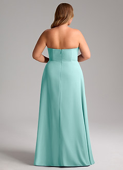 Azazie Wren Vestidos de damas de honor Vestido de Aqua de Gasa de Corte en A Convertible con Corte Lateral image15