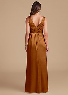 Azazie Tanicia Brautjungfernkleider A-Linie Plissee Metallischer Satin Kleid Kupfer image6