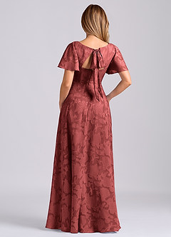 Azazie Kimber Robes de demoiselle d'honneur Robe Trapèze en Blumen-Burnout Avec poches Terracotta image8
