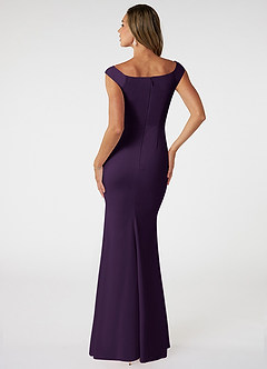Azazie Nicolina Bridesmaid Dresses Plum Mermaid Square Neckline Stretch Crepe Dress image2