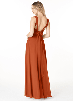 Azazie Julie Bridesmaid Dresses Burnt Orange A-Line Sweetheart Neckline Chiffon Dress image2