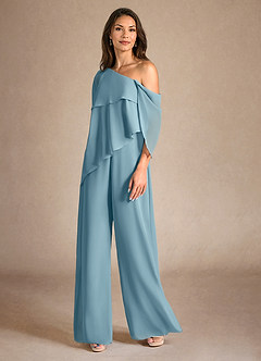 Azazie Halima vestidos de madre de la novia Vestido de Azul Malhumorado de Gasa de Mono/Traje de pantalón con Corte Lateral image2