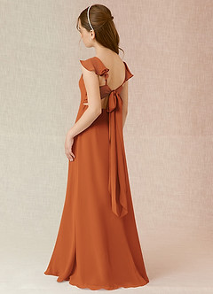 Azazie Everett Junior Cinnamon A-Line Chiffon Dress image4