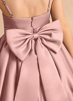 Azazie Davine Flower Girl Dresses Rose Gold A-Line Spaghetti Strap Matte Satin Dress image10