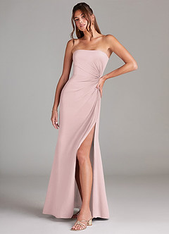 Azazie Aliani Bridesmaid Dresses Blushing Pink Sheath Strapless Chiffon Convertible Dress image4