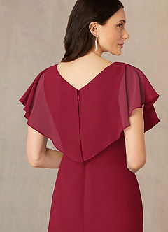 Azazie Julia vestidos de madre de la novia Vestido de Borgoña de Gasa de Recto con Cuello en V Plisado image5