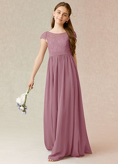 Azazie Silvermist Junior Vintage Mauve A-Line Pleated Chiffon Dress image4