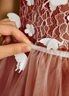Azazie Darlina Robe Demoiselle D'honneur Fillette Robe Princesse en Tulle Dentelle Ivoire Paprika image12