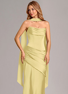 Azazie Pelagia Vestidos de madrinha de casamento Vestido Sorvete De Limão de Cetim elástico de sereia com Espartilho image5