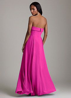 Azazie Lucienne Bridesmaid Dresses Fuchsia A-Line Strapless Chiffon Convertible Dress image2
