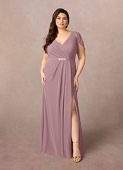 Azazie Marianne Mother of the Bride Dresses Dusty Rose Sheath V-Neck Pleated Chiffon Dress image7