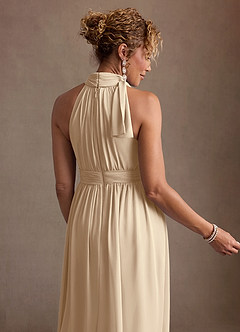 Azazie Antoinette Mother of the Bride Dresses Champagne A-Line Pleated Chiffon Dress image7