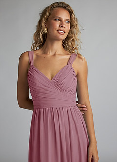 Azazie Aziza Bridesmaid Dresses Vintage Mauve A-Line V-Neck Pleated Chiffon Dress image5