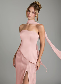 Azazie Tierney Bridesmaid Dresses Powder Pink A-Line Strapless Chiffon Convertible Dress image7