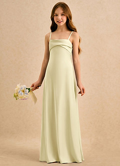Azazie Mirabella Girls Formal Flower Girl Dresses Lemon Sorbet Sheath Sweetheart Neckline Stretch Satin Dress image2