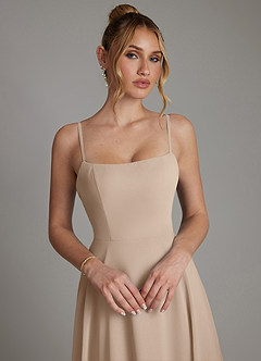 Azazie Elita Bridesmaid Dresses Taupe A-Line Pleated Chiffon Dress image3