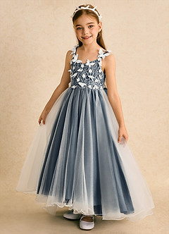 Azazie Darlina Flower Girl Dresses Ivory Neptune Ball-Gown Lace Tulle Dress image9
