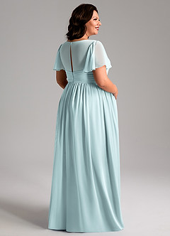 Azazie Verna Maternity Bridesmaid Dresses A-Line V-Neck Ruched Chiffon Floor-Length Dress image8