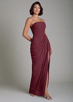 Azazie Nyra Abiti Prova a Casa Abito Tubino in Chiffon Corsetto Cabernet image7
