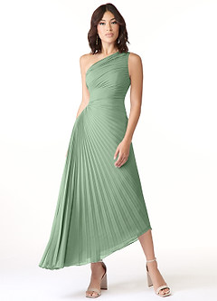 Azazie Kirra Abiti da Damigella Abito A-Line in Chiffon Monospalla Matcha image1