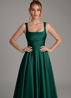 Azazie Azaria Bridesmaid Dresses Emerald A-Line Corset Stretch Satin Dress image6
