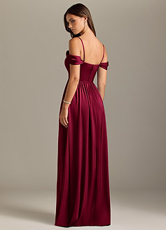 Azazie Calianna Bridesmaid Dresses Burgundy A-Line Off the Shoulder Stretch Satin Convertible Dress image10