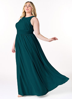 Azazie Harper Bridesmaid Dresses Pine A-Line Pleated Chiffon Dress image8