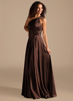 Azazie Charlize Bridesmaid Dresses Ganache A-Line One Shoulder Metallic Satin Dress image5
