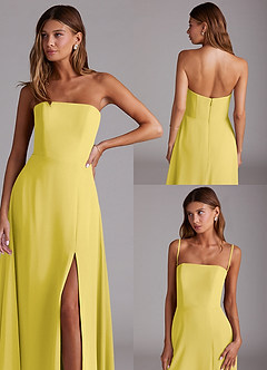 Azazie Wren 신부 들러리 드레스 A라인 사이드 슬릿 쉬폰 바닥 길이 드레스 image9