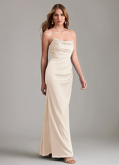 Azazie Lucille Bridesmaid Dresses White Alabaster Mermaid Strapless Stretch Satin Convertible Dress image4
