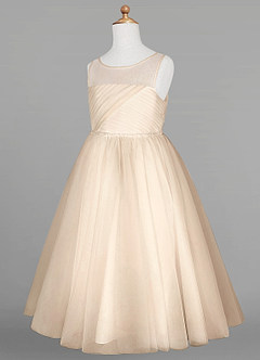 Azazie Brienne Flower Girl Dresses Champagne Ball-Gown Sequins Tulle Dress image7