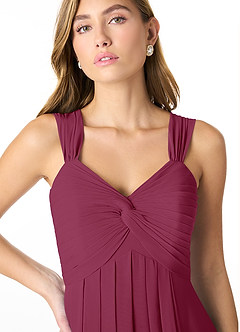 Azazie Kaitlynn Bridesmaid Dresses Mulberry Empire Ruched Chiffon Convertible Dress image9