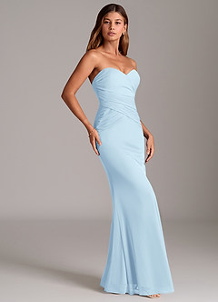 Azazie Katelyn Bridesmaid Dresses Sky Blue Sheath Strapless Mesh Convertible Dress image4