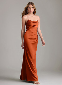Azazie Lucille Bridesmaid Dresses Paprika Mermaid Strapless Stretch Satin Convertible Dress image4