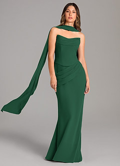 Azazie Sorrel Bridesmaid Dresses Dark Green Mermaid Corset Chiffon Dress image1