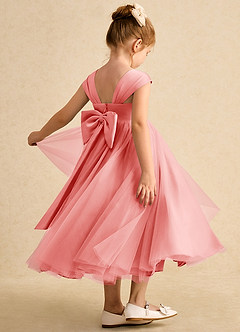 Azazie Chickadee vestidos de niña de las flores Vestido de Coral de Satin Mate de Princesa con Escote de Corazón image1