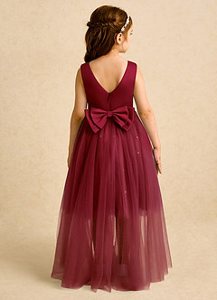 Azazie Bell Jurken voor bloemenmeisjes Baljurk Jurk van Tule Boog Bourgondië image1