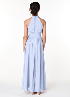 Azazie Iman Junior Ice A-Line Pleated Chiffon Dress image2