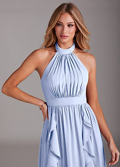 Azazie Avary Bridesmaid Dresses Ice A-Line Pleated Chiffon Dress image6