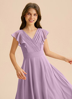 Azazie Anysa Junior Robe Trapèze en Mousseline de soie Rayé Glycine image7