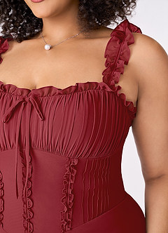 Barbie ♥ Azazie Bridesmaid Dresses Pomegranate A-Line Sweetheart Neckline Chiffon Dress image9