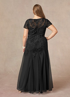 Azazie Laurie Mother of the Bride Dresses Black Mermaid Scoop Sequins Tulle Dress image10