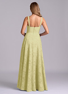 Azazie Shaude Bridesmaid Dresses Lemon Sorbet A-Line Pleated Floral Burnout Dress image2
