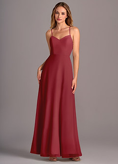 Azazie Mei Brautjungfernkleider A-Linie Chiffon Kleid Granatapfelrot image1